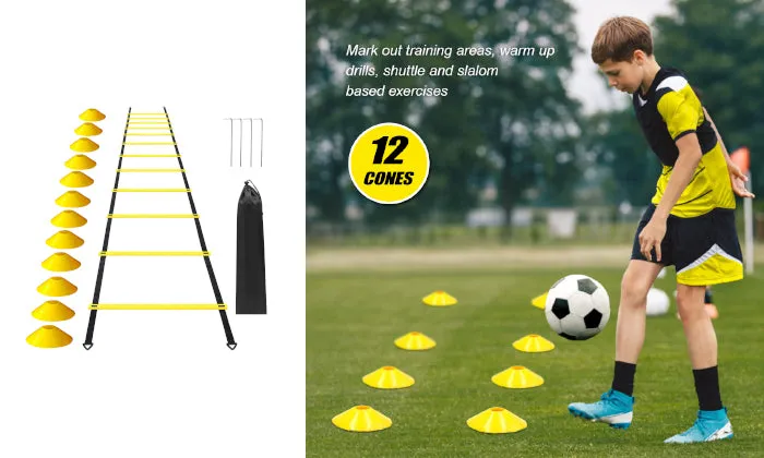 12 Rung Agility Speed Ladder Set 19.7ft