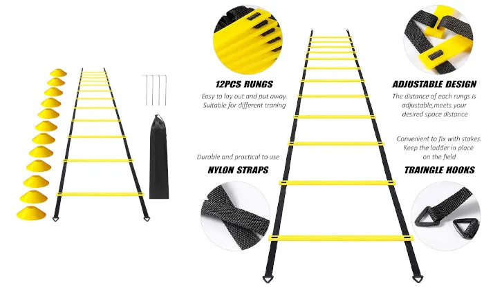 12 Rung Agility Speed Ladder Set 19.7ft