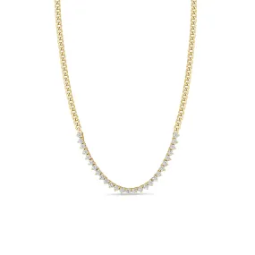 14k Diamond Tennis Segment Small Curb Chain Necklace