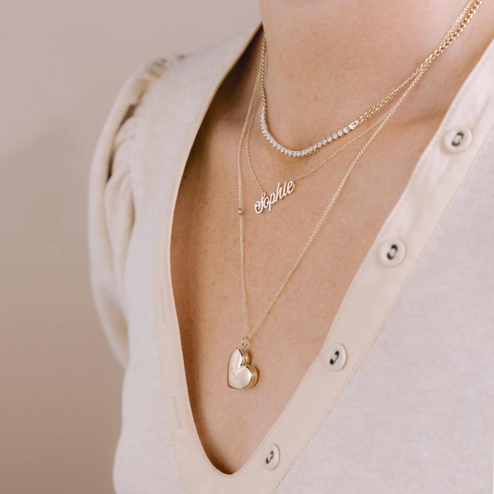 14k Diamond Tennis Segment Small Curb Chain Necklace