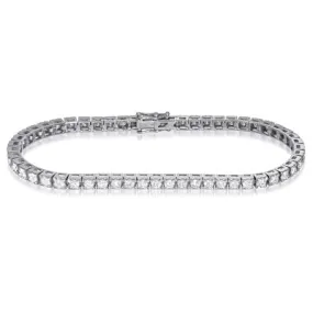 18K Whtie Gold Square Link Diamond Tennis Bracelet 0.51-3.05cts