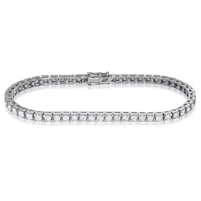 18K Whtie Gold Square Link Diamond Tennis Bracelet 0.51-3.05cts