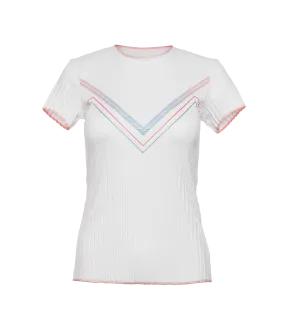 196051-100 | PLEATED S/S CREW | WHITE