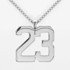 23 Number Pendant with Chain Kids Necklace - Stainless Steel