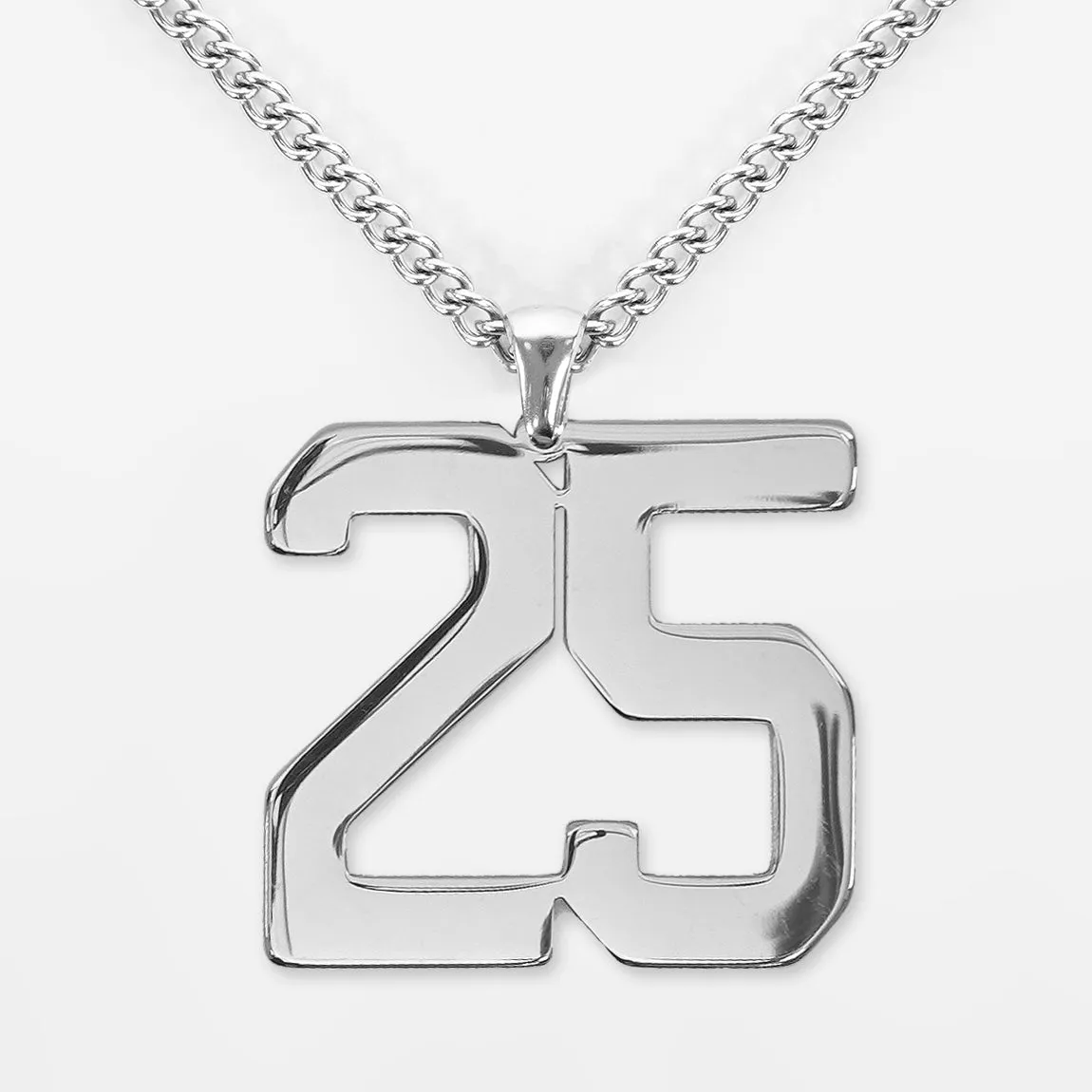 25 Number Pendant with Chain Kids Necklace - Stainless Steel