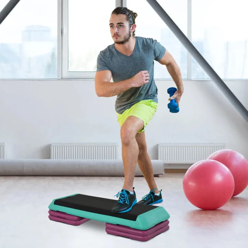 3-Level Aerobic Step Set - 10/15/20cm - Non-Slip - Compact - Home Workout Steppers - Black