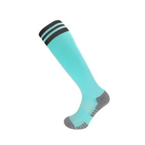 3 Pack Kids Neon Coloured Football Socks Light Blue