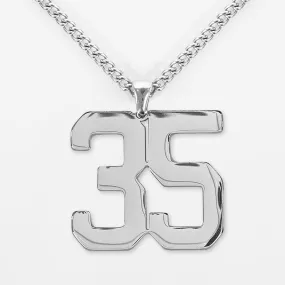 35 Number Pendant with Chain Necklace - Stainless Steel