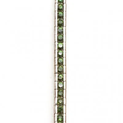 3mm Round Chrome Tourmaline Filagree Tennis Bracelet in 14k White Gold