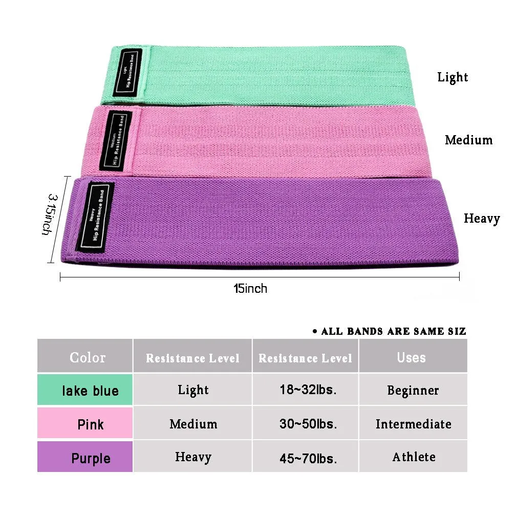 3PCS Resistance Bands Sports Exercise Resistance Loop Bands Set Elastic Booty Band Set for Yoga Home Gym Training