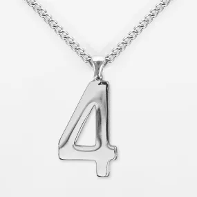 4 Number Pendant with Chain Kids Necklace - Stainless Steel