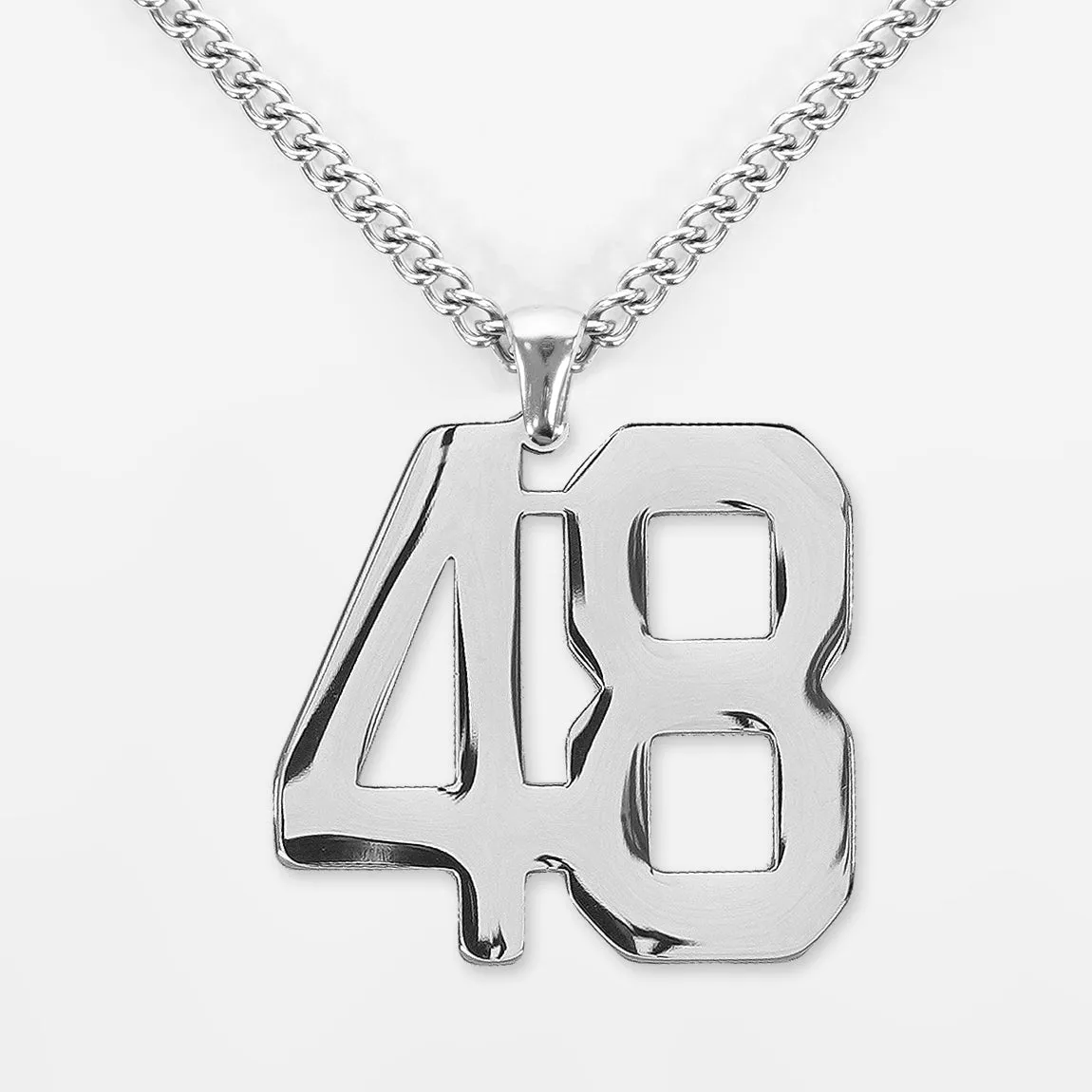 48 Number Pendant with Chain Kids Necklace - Stainless Steel