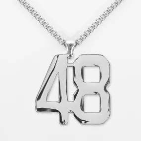 48 Number Pendant with Chain Kids Necklace - Stainless Steel