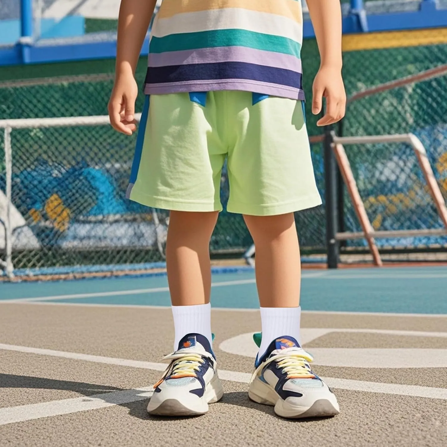 5 Pairs Athletic Crew Socks for Kids Cushioned Sports Running Ankle Socks Thick Cotton (3-12 Years)