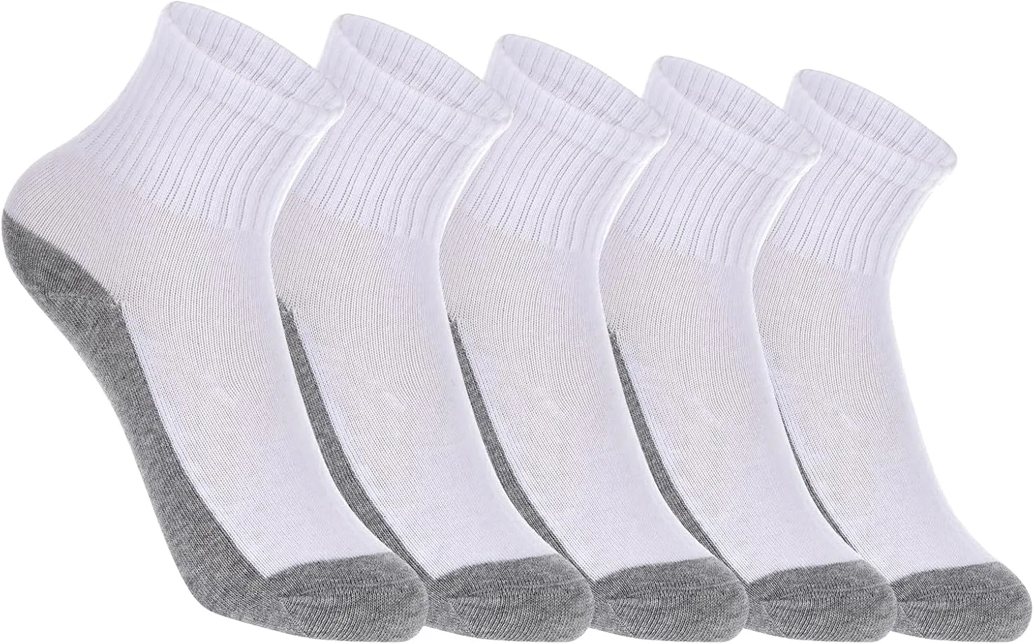 5 Pairs Athletic Crew Socks for Kids Cushioned Sports Running Ankle Socks Thick Cotton (3-12 Years)