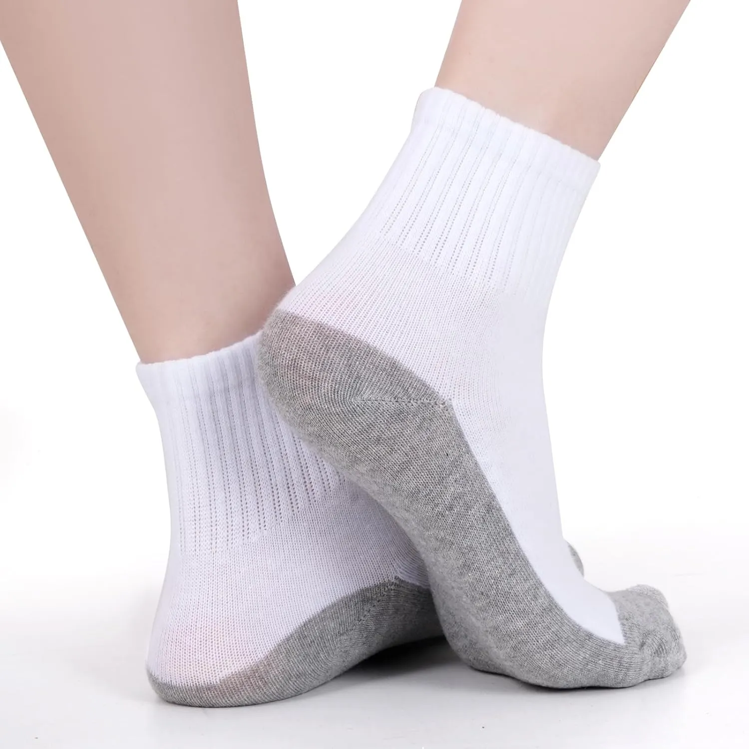 5 Pairs Athletic Crew Socks for Kids Cushioned Sports Running Ankle Socks Thick Cotton (3-12 Years)