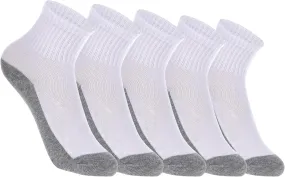 5 Pairs Athletic Crew Socks for Kids Cushioned Sports Running Ankle Socks Thick Cotton (3-12 Years)