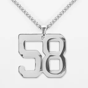 58 Number Pendant with Chain Kids Necklace - Stainless Steel