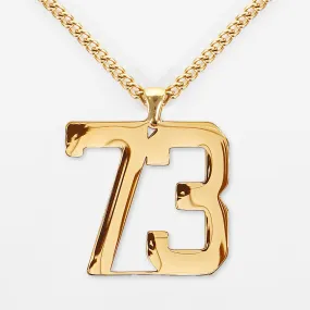 73 Number Pendant with Chain Kids Necklace - Gold Plated Stainless Steel