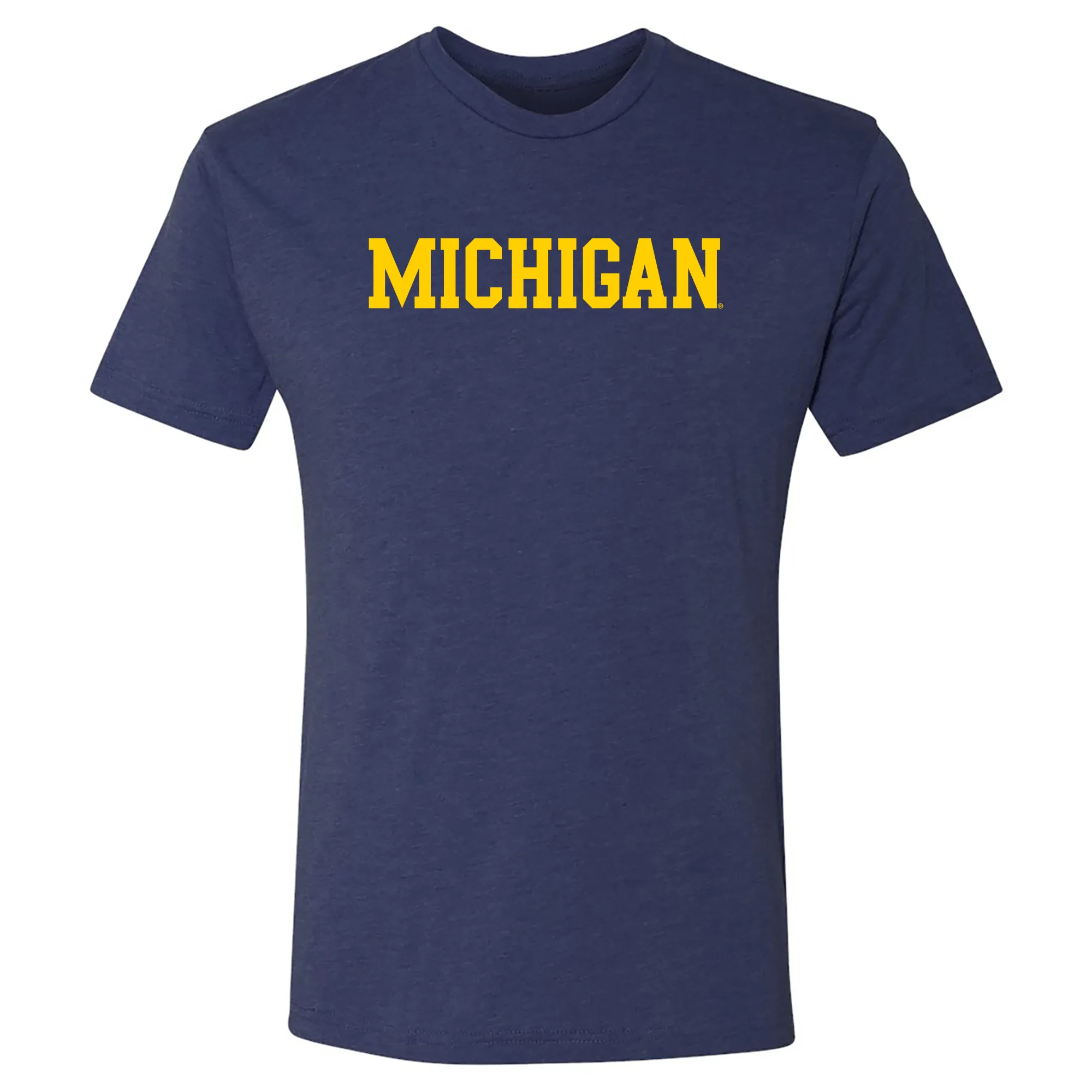 Basic Block University of Michigan Next Level Apparel Triblend T Shirt - Vintage Navy