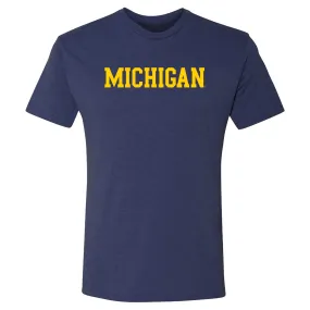 Basic Block University of Michigan Next Level Apparel Triblend T Shirt - Vintage Navy