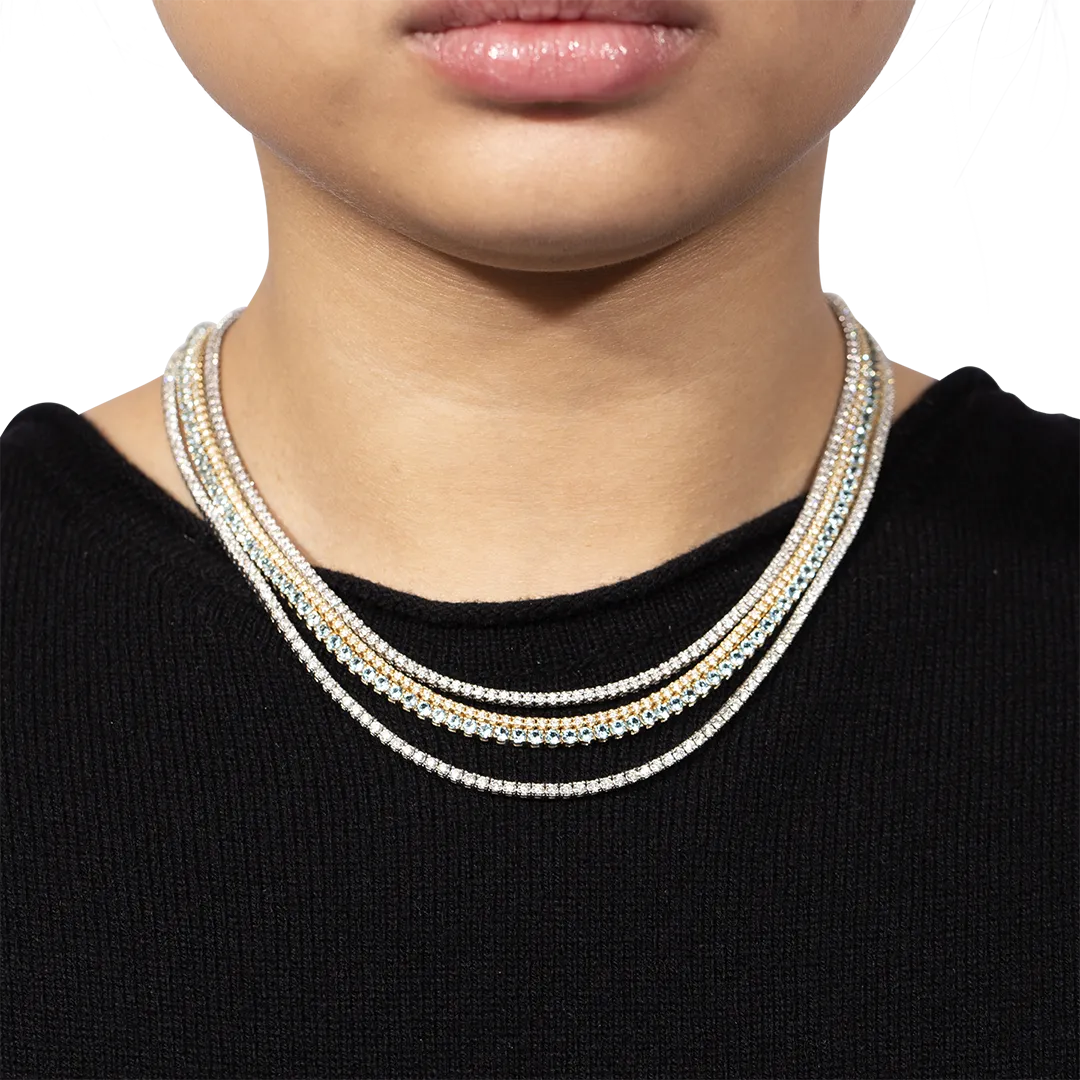 Blue Topaz Tennis Necklace