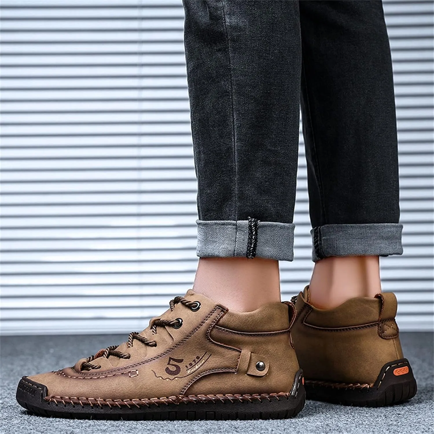 BORAMAX Mens Casual Shoes Fashion Sneakers Non Slip PU Leather Classic Walking Shoes Suit Shoes Autumn Mid Top Men Shoes