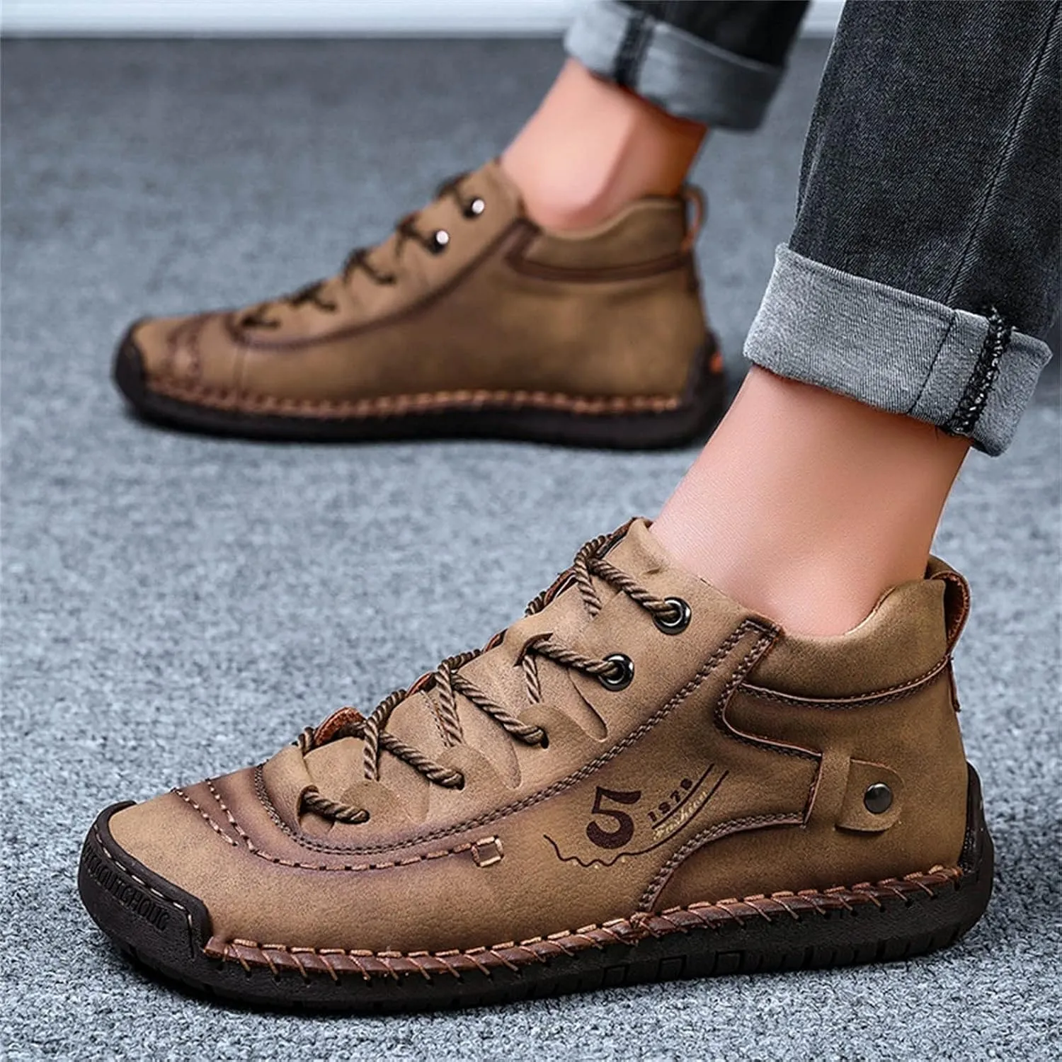 BORAMAX Mens Casual Shoes Fashion Sneakers Non Slip PU Leather Classic Walking Shoes Suit Shoes Autumn Mid Top Men Shoes