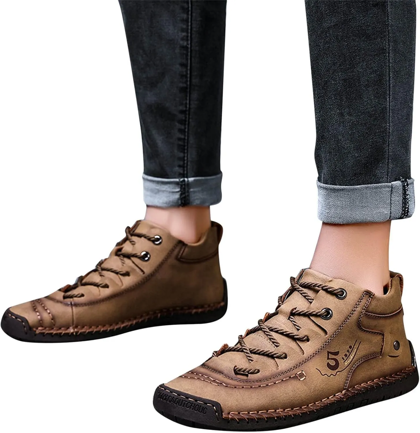 BORAMAX Mens Casual Shoes Fashion Sneakers Non Slip PU Leather Classic Walking Shoes Suit Shoes Autumn Mid Top Men Shoes