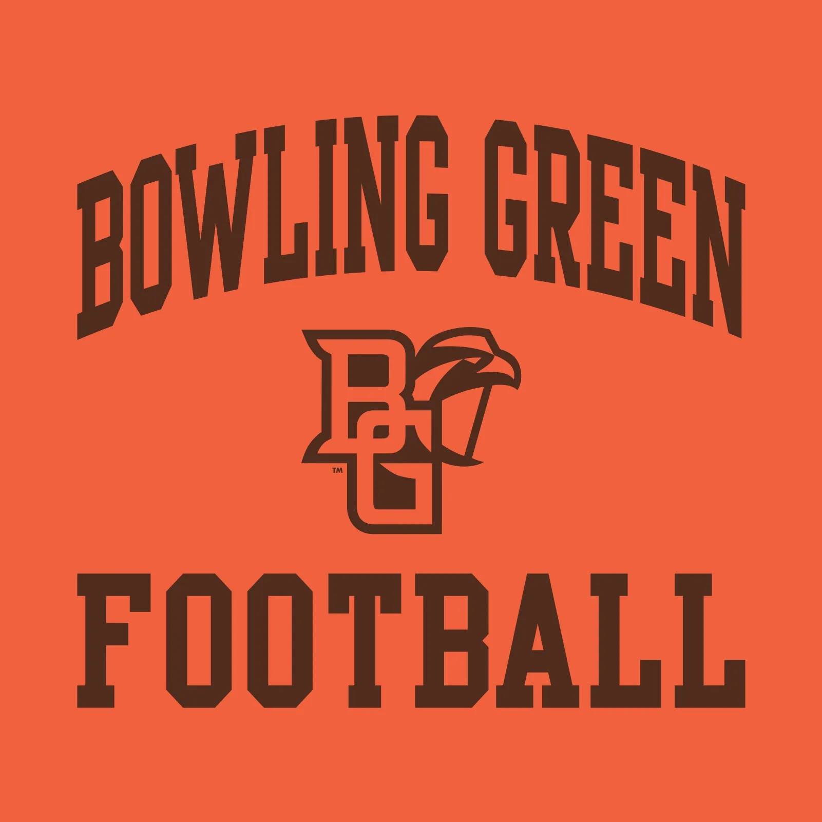 Bowling Green State University Falcons Arch Logo Football Basic Cotton Short Sleeve T Shirt - Orange