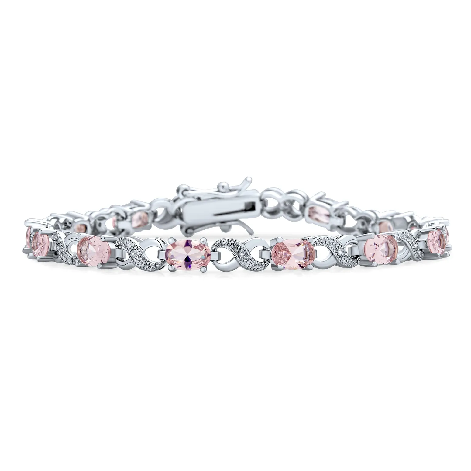 CZ Imitation Gemstone Infinity Tennis Bracelet Rose Gold Silver Plated