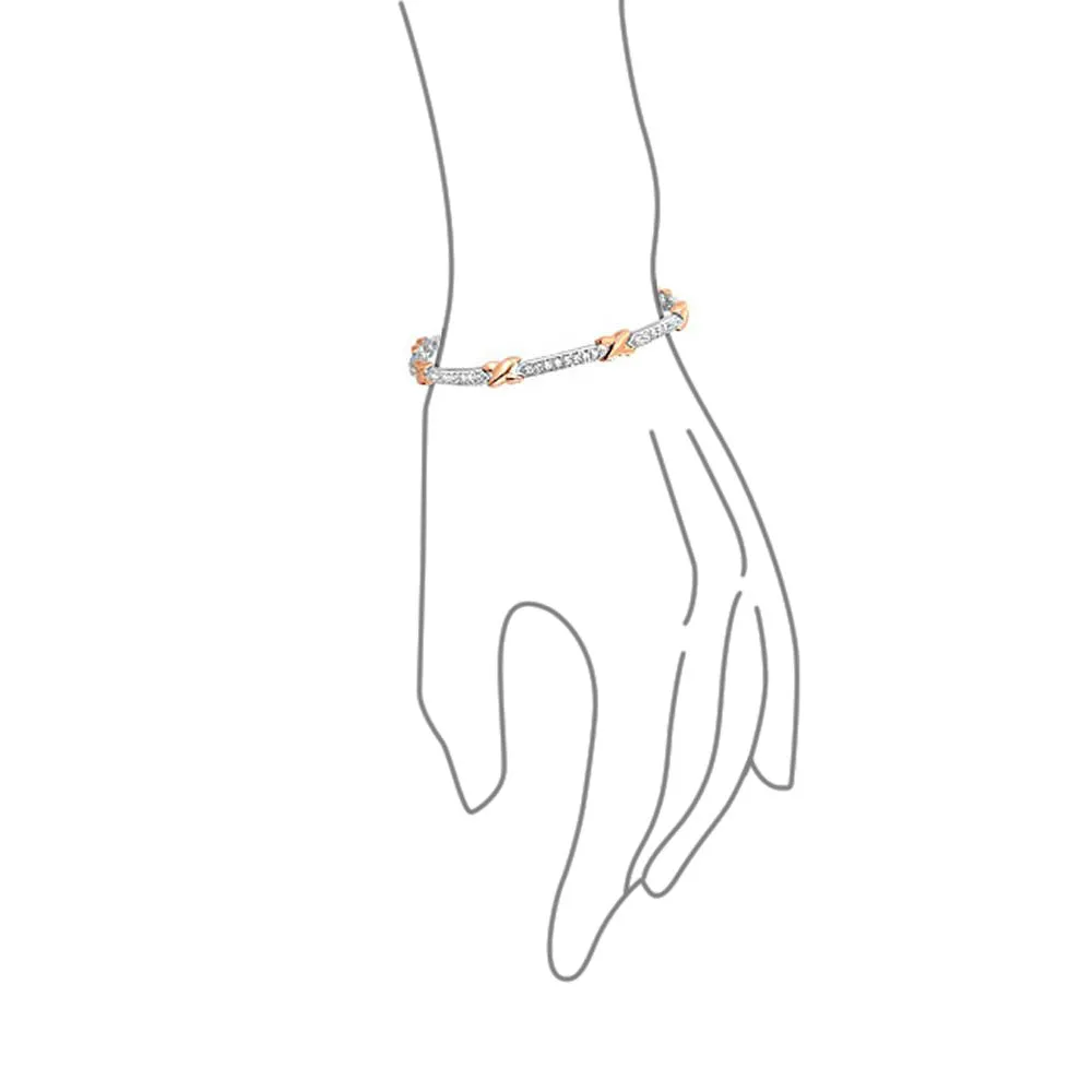 CZ Imitation Gemstone Infinity Tennis Bracelet Rose Gold Silver Plated
