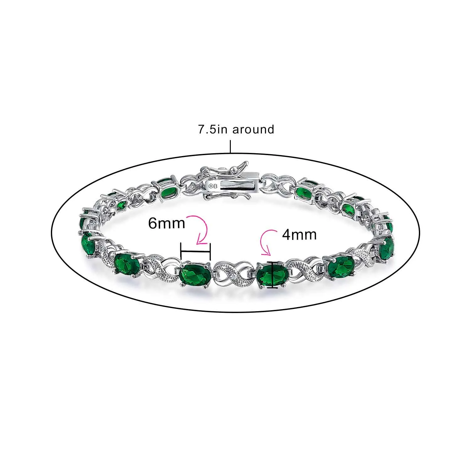 CZ Imitation Gemstone Infinity Tennis Bracelet Rose Gold Silver Plated
