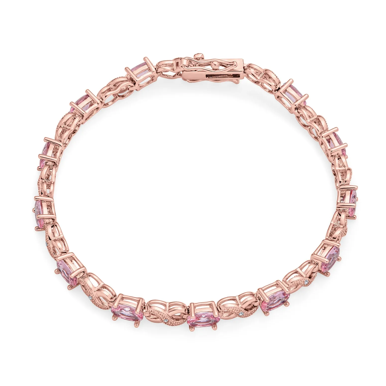 CZ Imitation Gemstone Infinity Tennis Bracelet Rose Gold Silver Plated