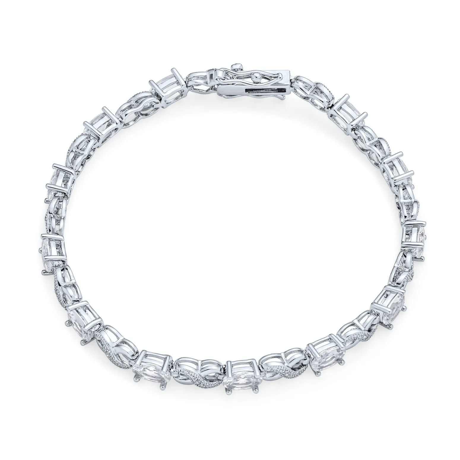 CZ Imitation Gemstone Infinity Tennis Bracelet Rose Gold Silver Plated