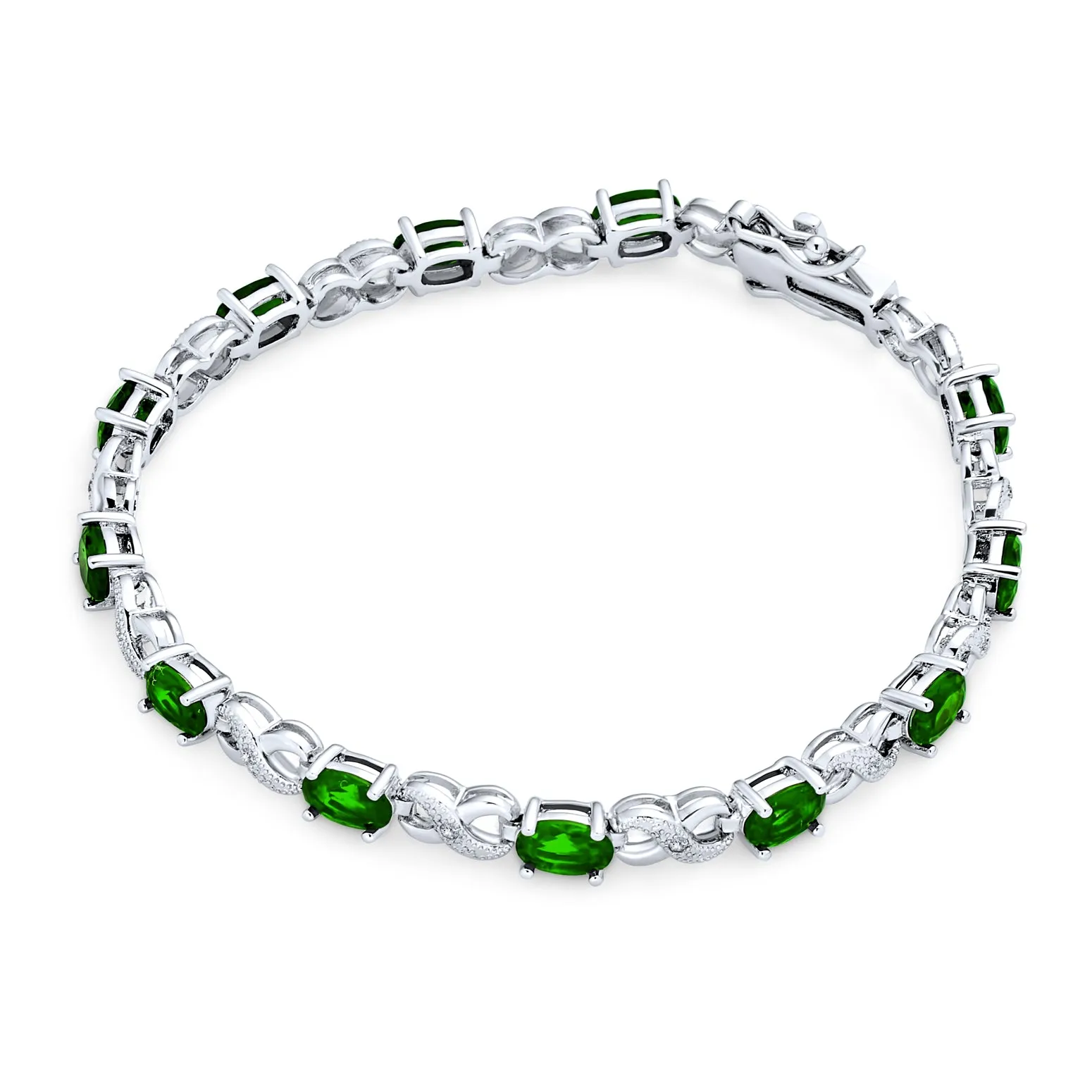 CZ Imitation Gemstone Infinity Tennis Bracelet Rose Gold Silver Plated