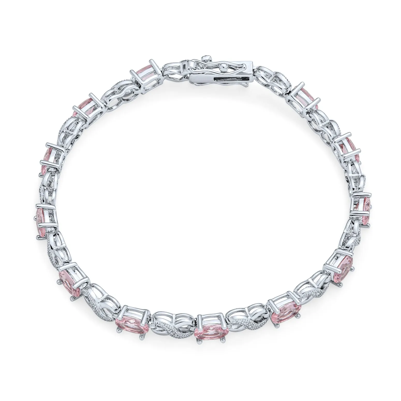 CZ Imitation Gemstone Infinity Tennis Bracelet Rose Gold Silver Plated