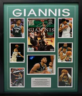 Giannis Antetokounmpo Hand Signed Poster - Framed