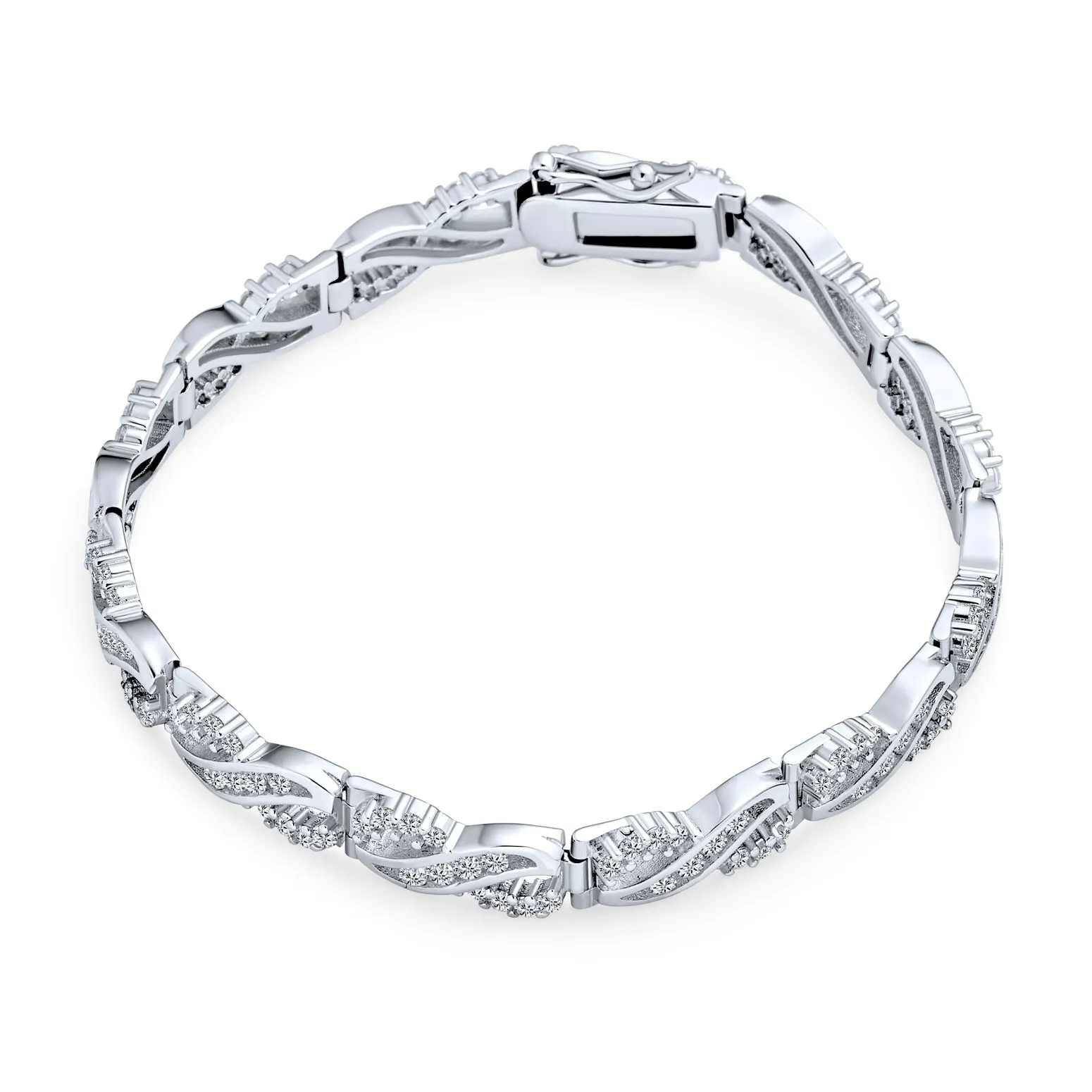 Imitation Amethyst Sapphire Oval AA CZ Infinity Tennis Bracelet Silver
