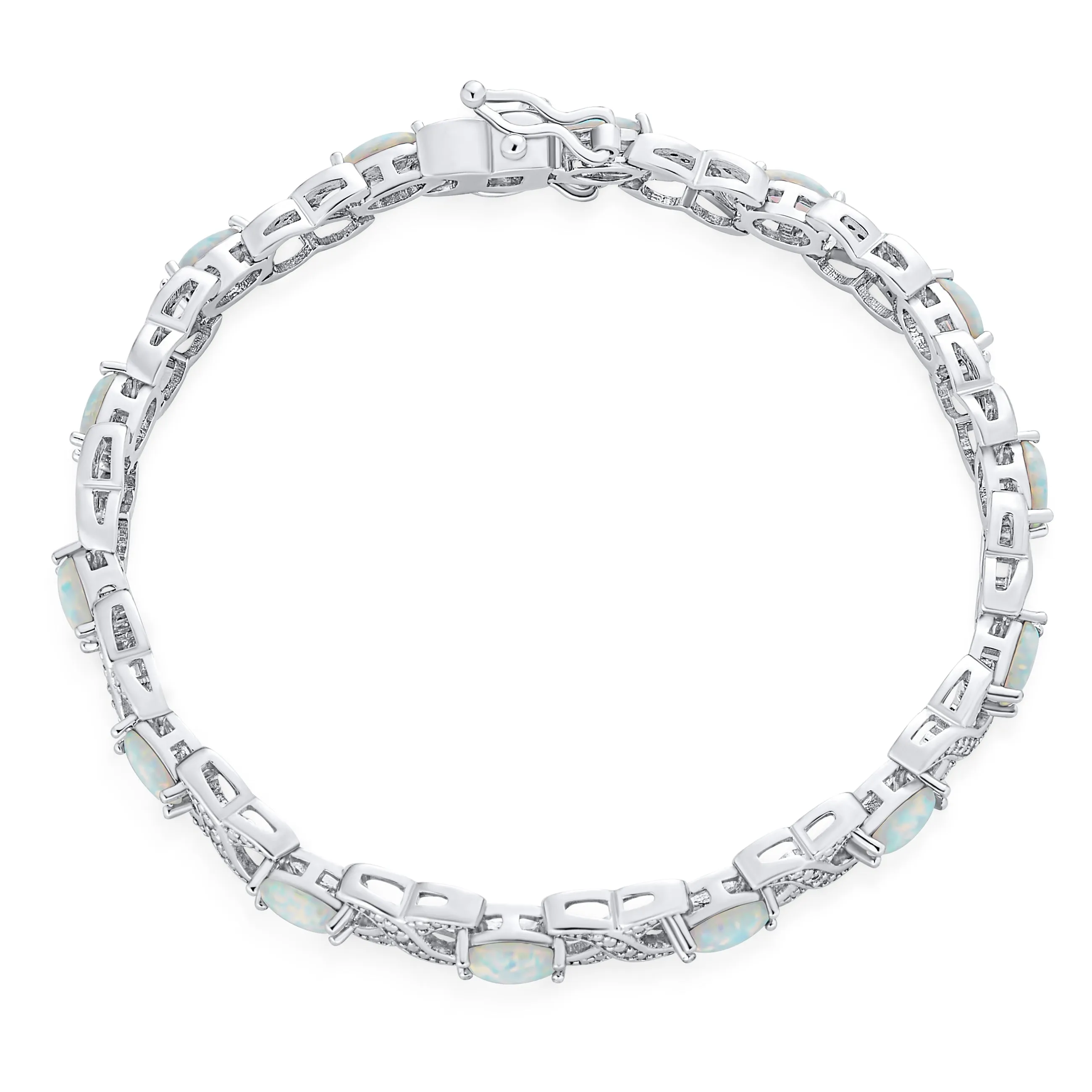 Imitation Amethyst Sapphire Oval AA CZ Infinity Tennis Bracelet Silver