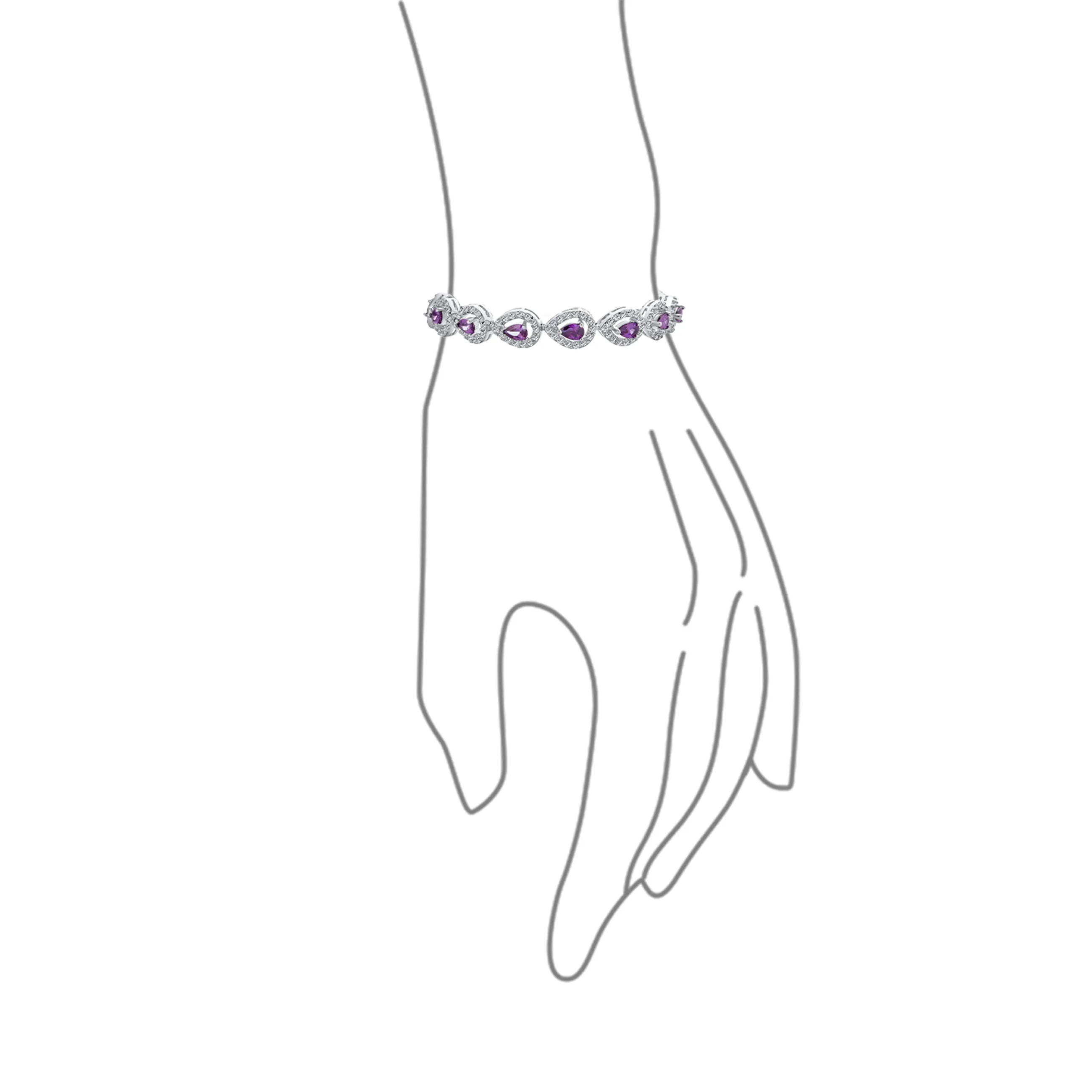 Imitation Amethyst Sapphire Oval AA CZ Infinity Tennis Bracelet Silver