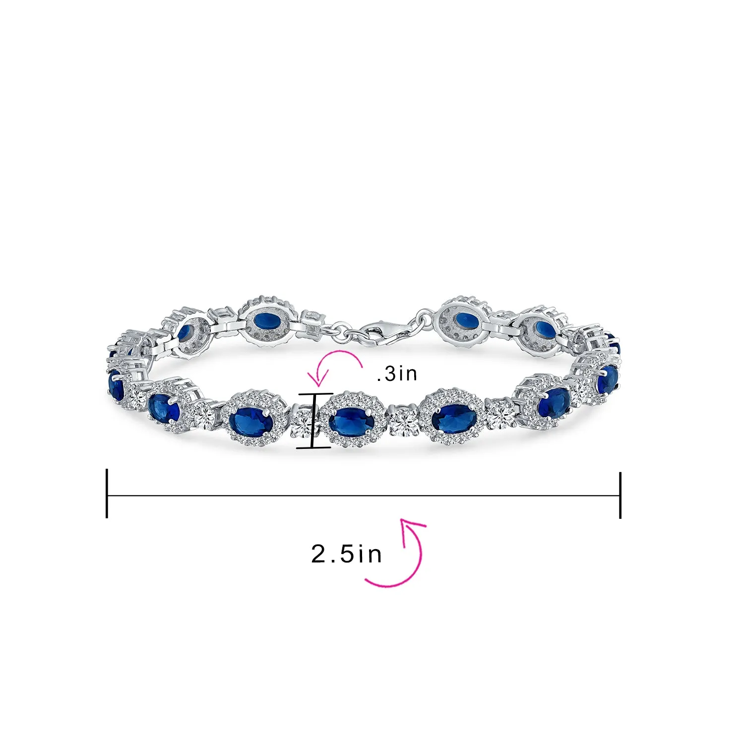 Imitation Amethyst Sapphire Oval AA CZ Infinity Tennis Bracelet Silver
