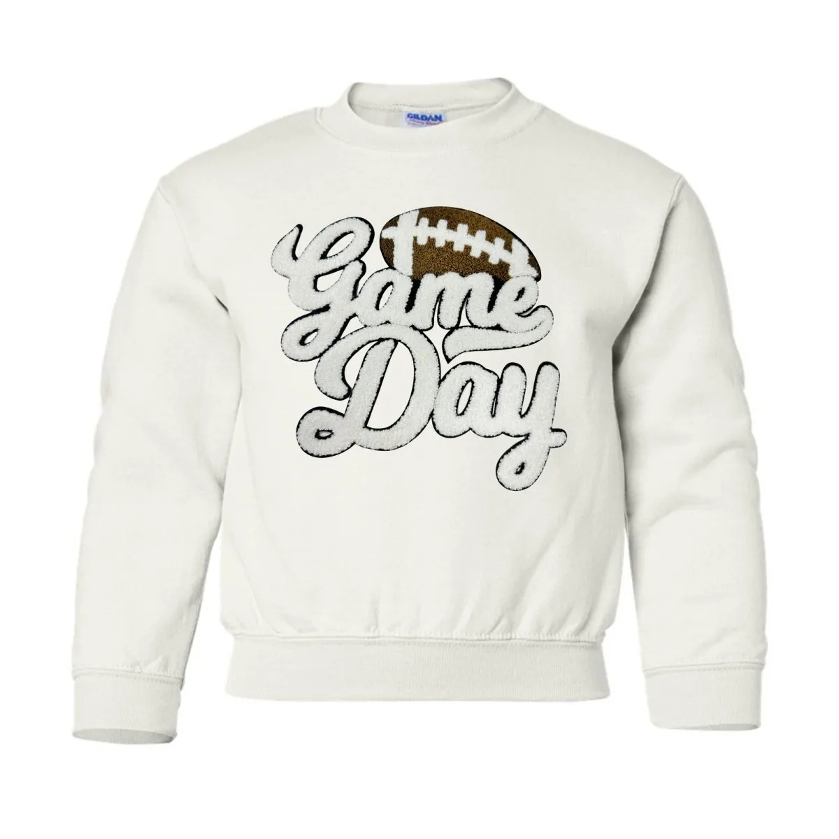 Kids Football 'Game Day' Letter Patch Crewneck Sweatshirt