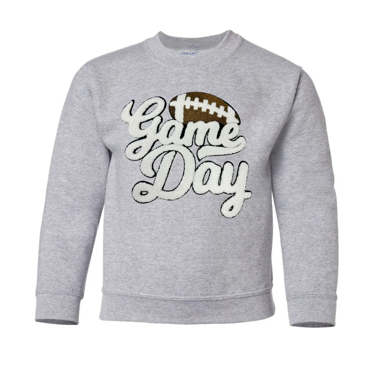 Kids Football 'Game Day' Letter Patch Crewneck Sweatshirt