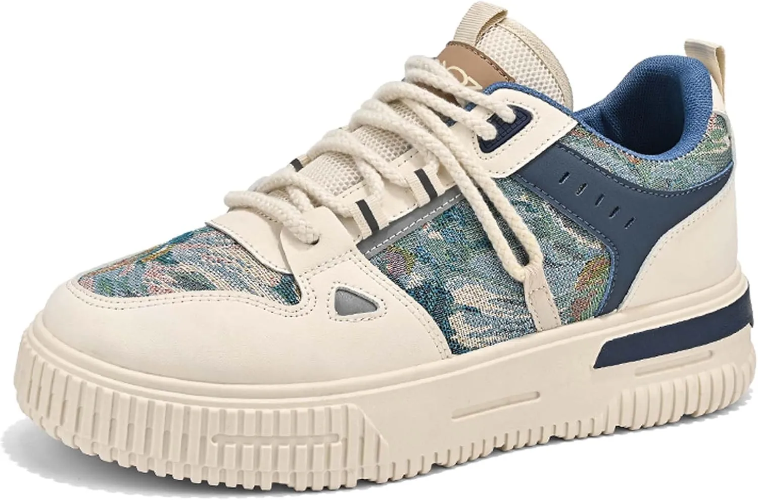 Mens and Womens Anti Slip and Wear Resistant Rubber Soles Skateboard Shoes Tie Up Low Top Casual Sneakers Breathable Thick Soled Walking Shoes Patterned Short Distance Running Shoes