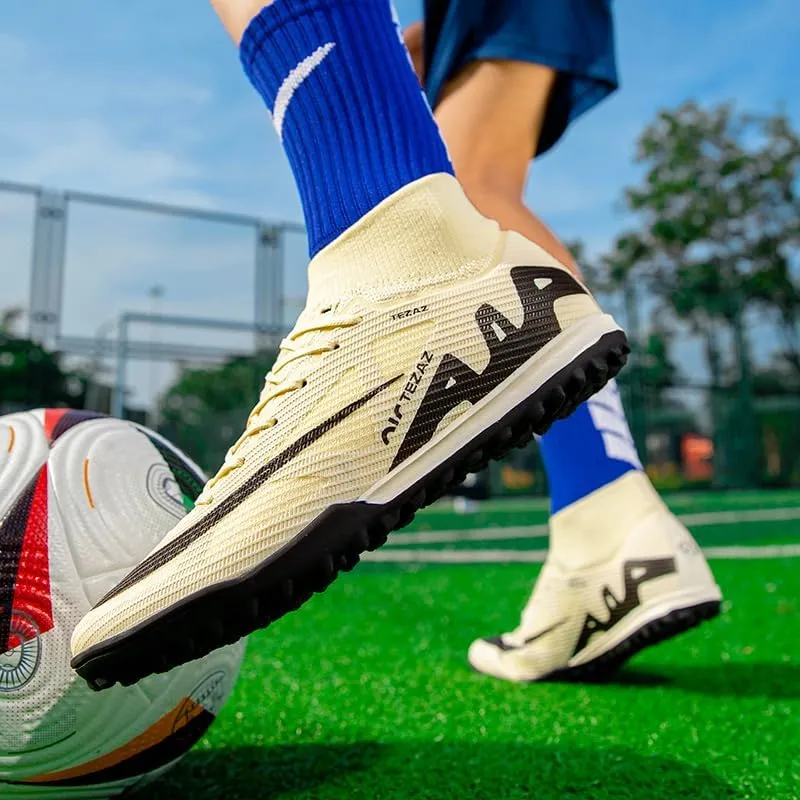 Men's Soccer Cleats Football Shoes High-Tops Non-Slip Spikes Indoor Outdoor Firm Ground Turf Sports Athletic Combat Boots Shoes Size 4.5-12
