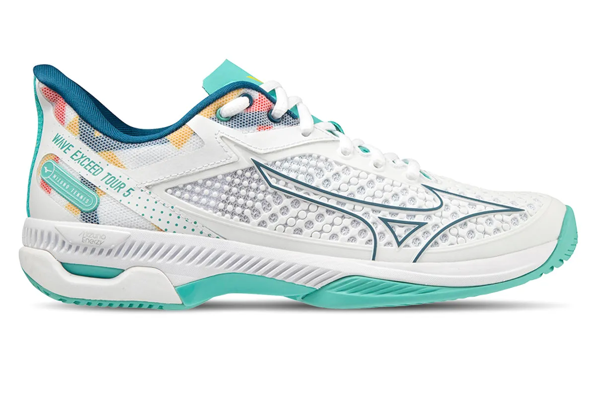 Mizuno Wave Exceed Tour 5 AC B White/turquoise/moroccan Blue Womens