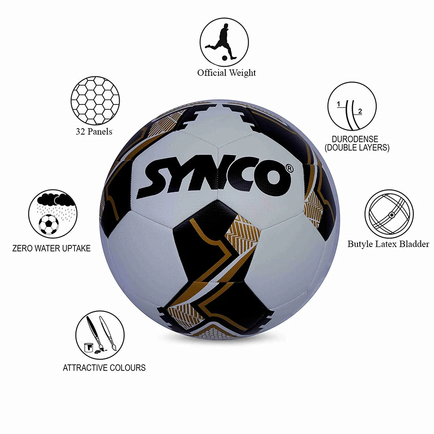 SYNCO FIFA Hyper Seam TPU Football/Soccer Ball Size-5 White