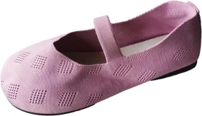 Womens Breathable Knitting Flat Shoes, Round Head Solid Color Walking Flats Shoes for Women, Comfort Casual Single Shoe