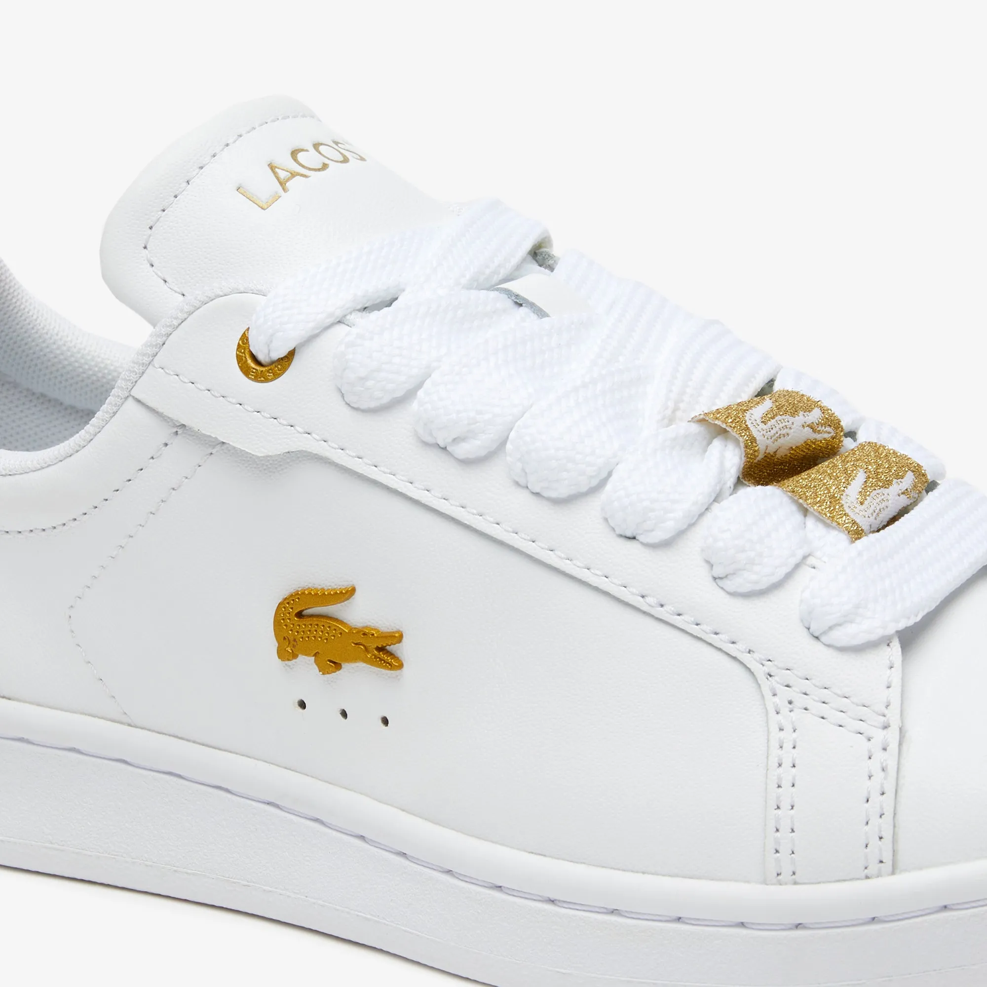Women's Lacoste Carnaby Pro Leather Metallic Detailing Trainers